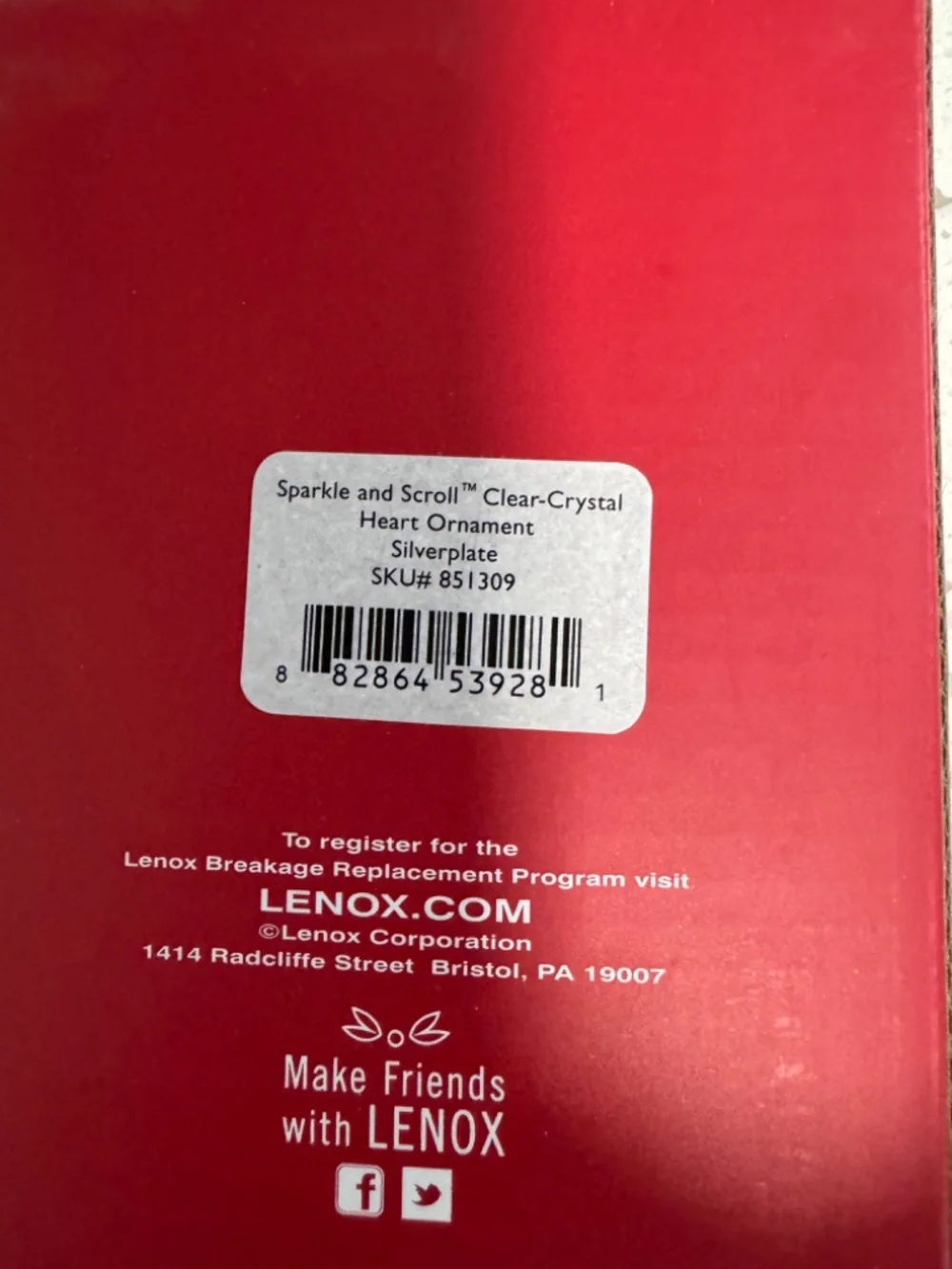 NIB Lenox Christmas Heart Ornaments Set of 3